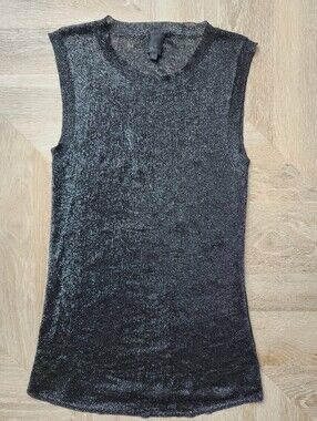 Vera Wang Metallic Black Sleeveless Knit Top By Vera Wang Collection